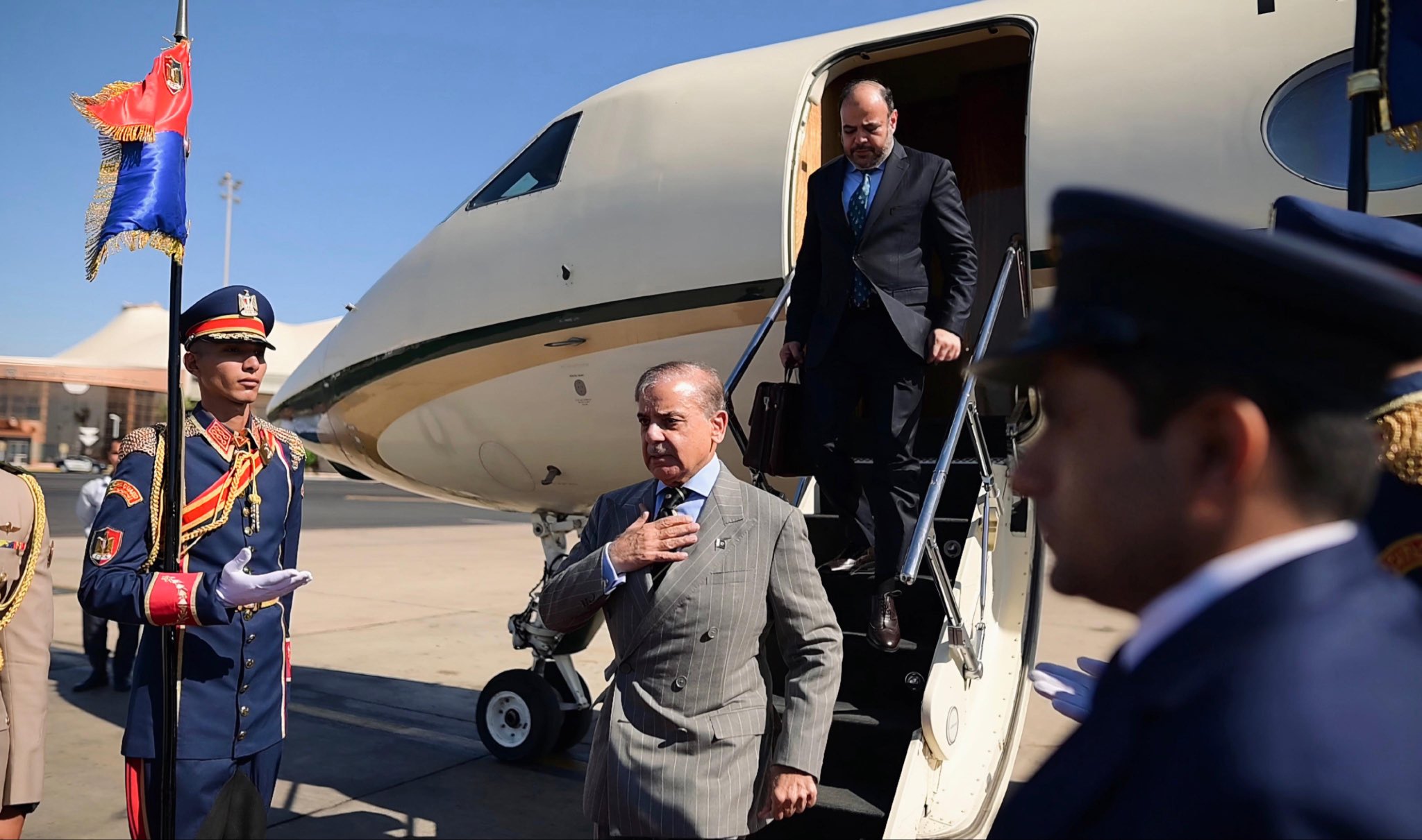 PM Shahbaz Sharif arrives in Sharm-El-Sheikh to attend Gaza peace plan signing ceremony
