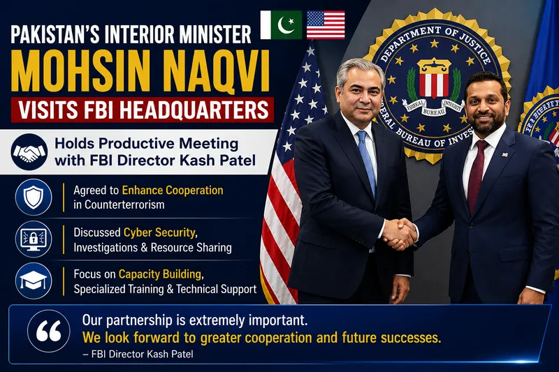 Interior Minister Mohsin Naqvi Discusses Security Cooperation at FBI Headquarters