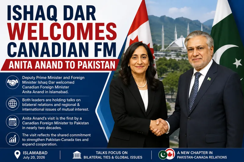 Deputy Prime Minister Ishaq Dar Welcomes Canadian Foreign Minister Anita Anand