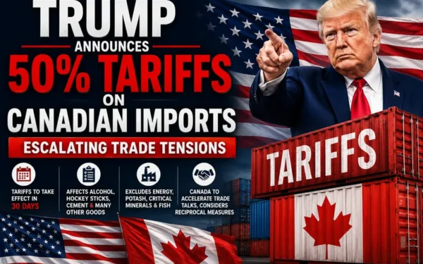 Donald Trump Announces Fifty Percent Tariffs on All Canadian Imports