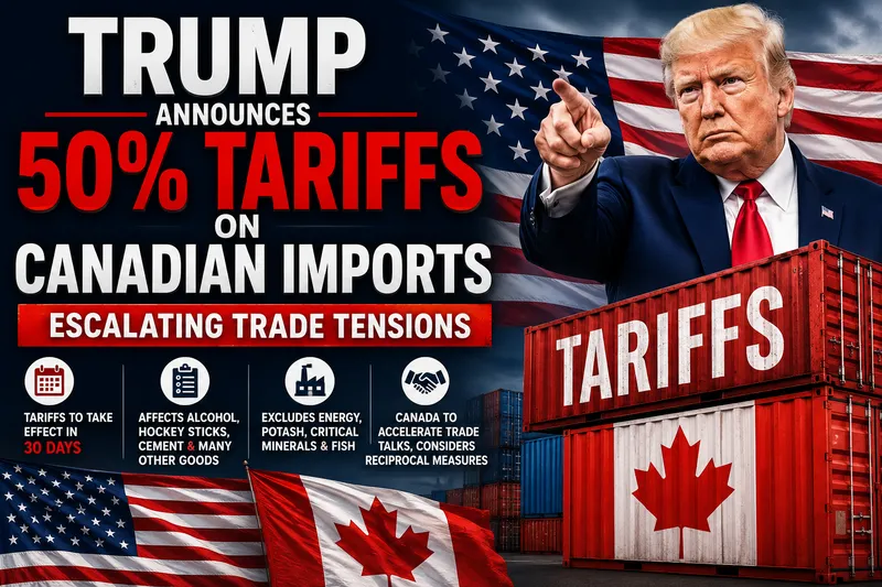 Donald Trump Announces Fifty Percent Tariffs on All Canadian Imports