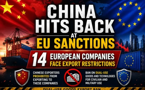 China Imposes Export Restrictions on 14 European Industrial Firms