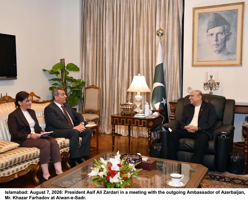 Azerbaijan Ambassador Khazar Farhadov Pays Farewell Call on President Zardari (Image 1)