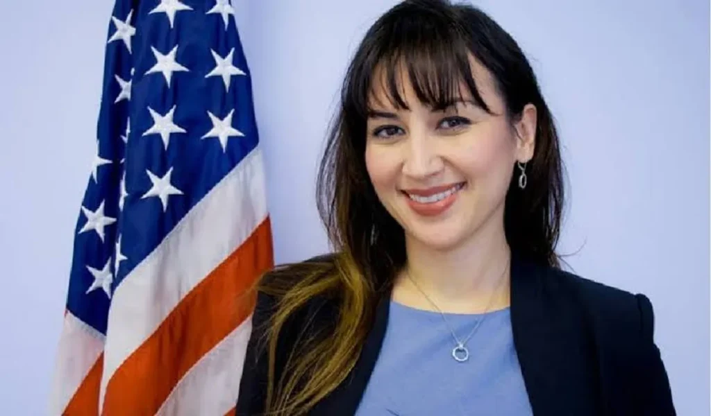 US Chargé d’Affaires Natalie A. Baker speaking at a US Embassy breast cancer awareness event in Islamabad.