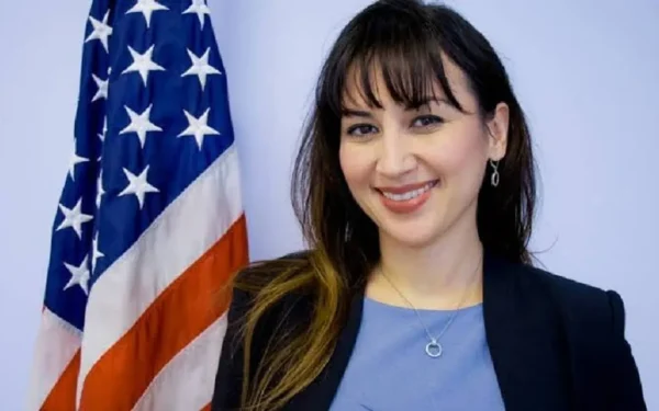 US Chargé d’Affaires Natalie A. Baker speaking at a US Embassy breast cancer awareness event in Islamabad.